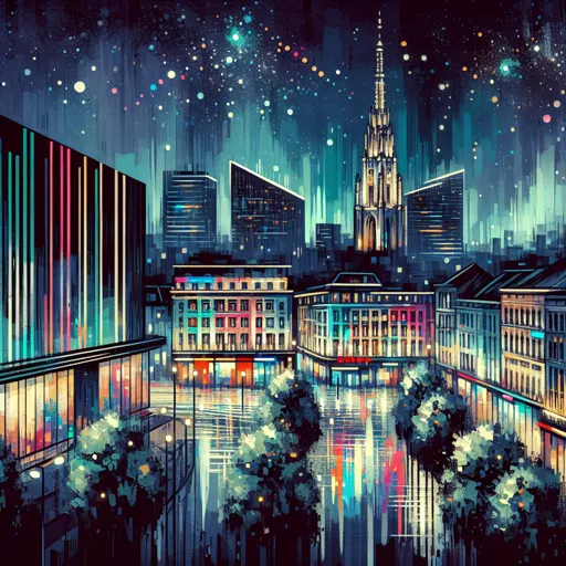 Illustration of Liege at night