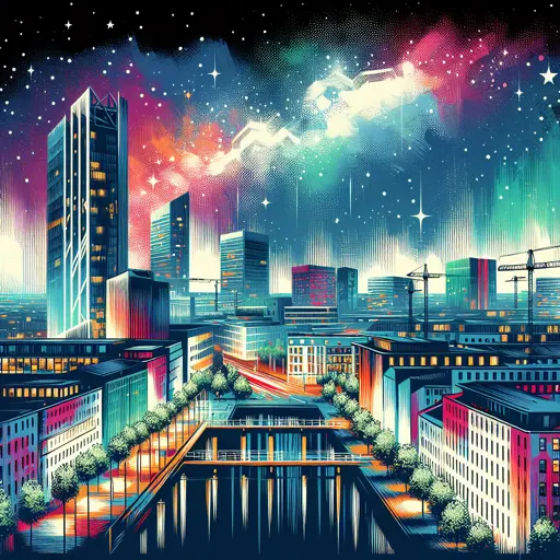 Illustration of Lille at night