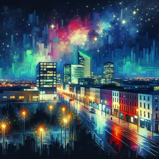 Illustration of Limerick at night