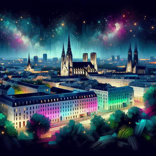 Illustration of Limoges at night
