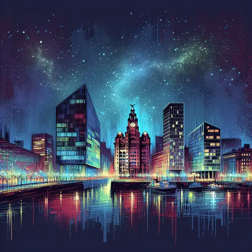 Illustration of Liverpool at night