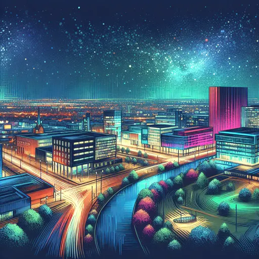 Illustration of Loughborough at night