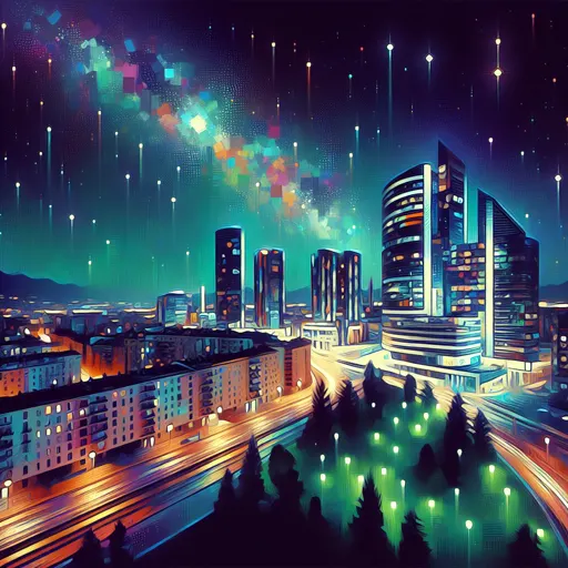 Illustration of Lugano at night
