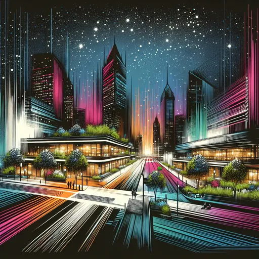 Illustration of Lynchburg at night