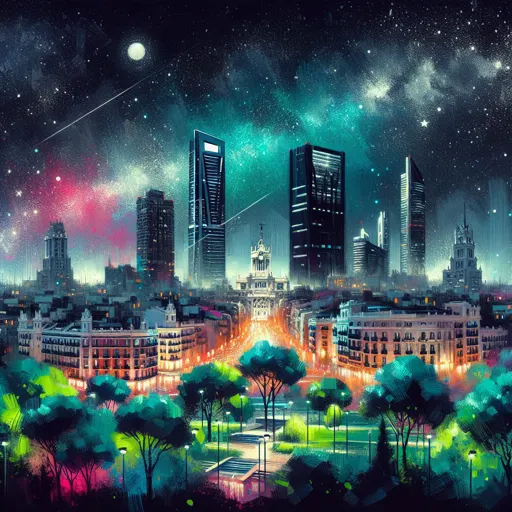 Illustration of Madrid at night