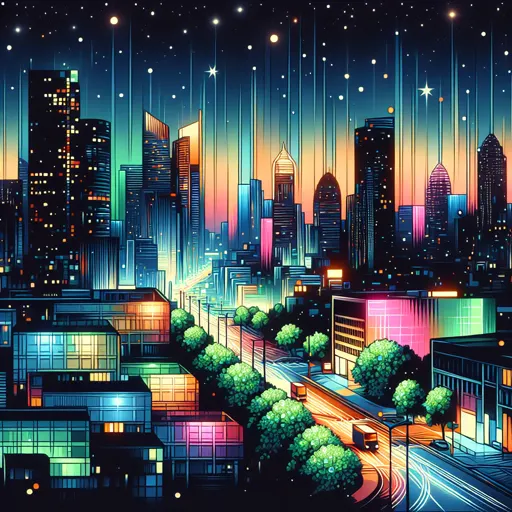 Illustration of Magdeburg at night