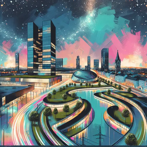 Illustration of Mainz at night