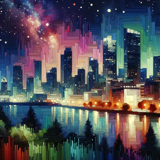 Illustration of Malmö at night