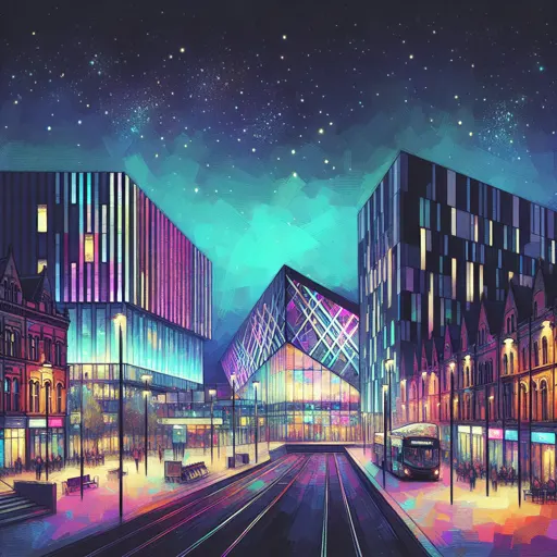 Illustration of Manchester at night