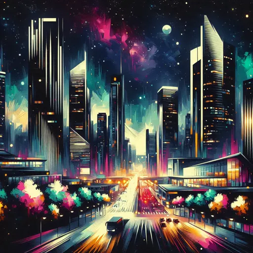 Illustration of Medellin at night