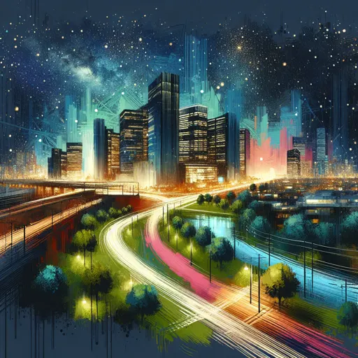 Illustration of Medford at night