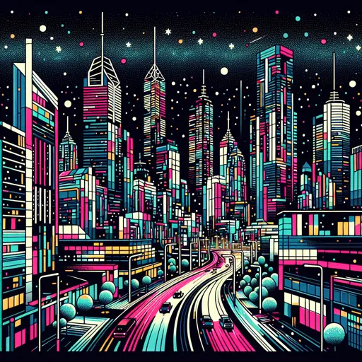 Illustration of Melbourne at night