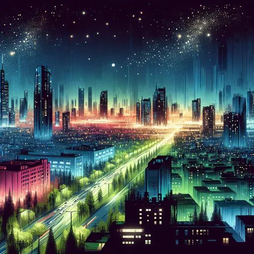 Illustration of Merida at night