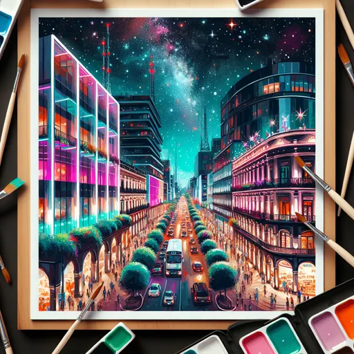 Illustration of Mexico City at night