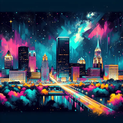 Illustration of Michigan City at night