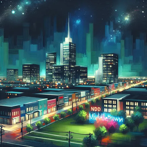 Illustration of Middletown at night