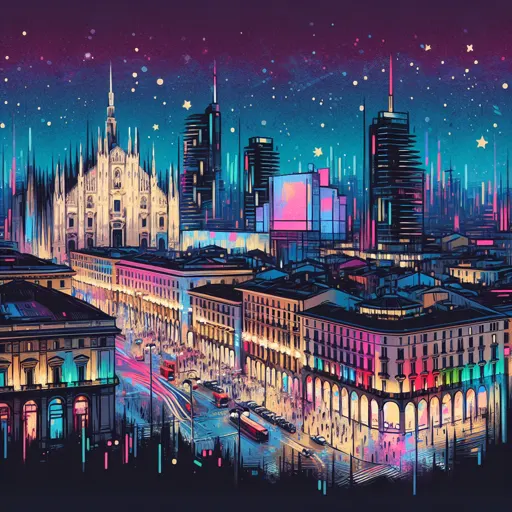 Illustration of Milan at night