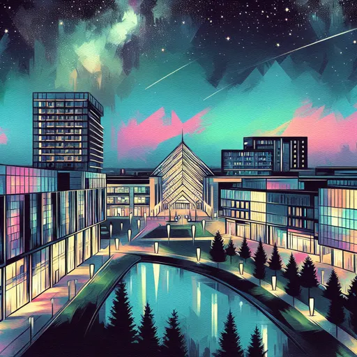 Illustration of Milton Keynes at night