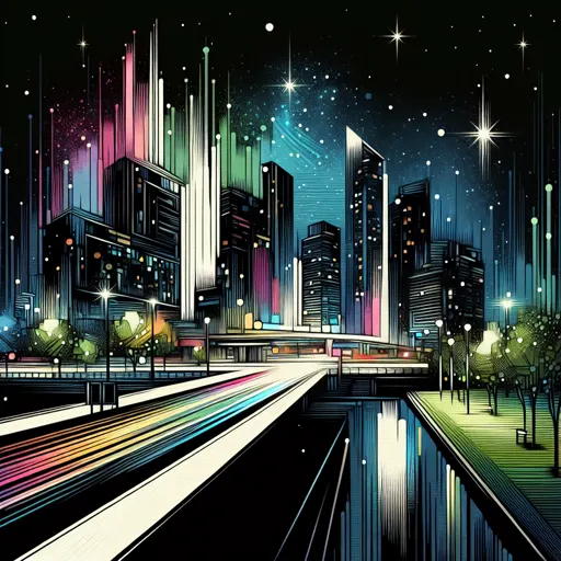 Illustration of Milwaukee at night