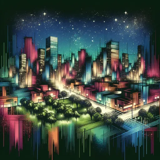 Illustration of Minneapolis at night