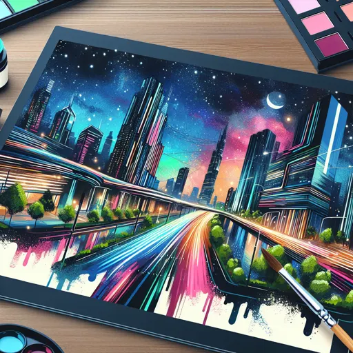 Illustration of Minsk at night