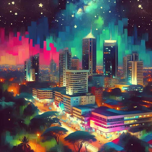 Illustration of Mombasa at night