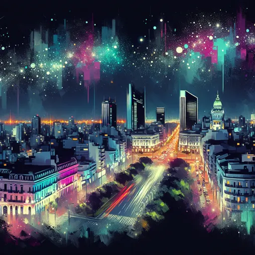 Illustration of Montevideo at night