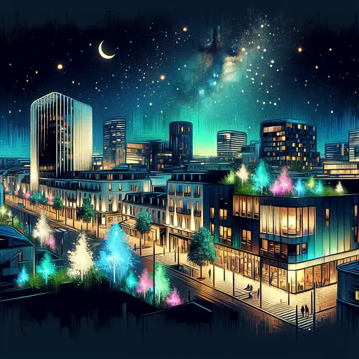 Illustration of Montpellier at night