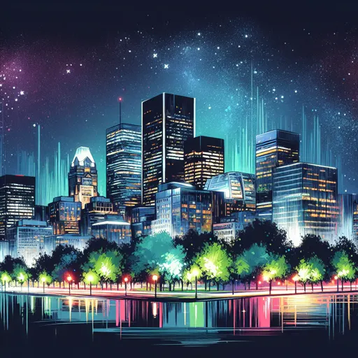 Illustration of Montreal at night