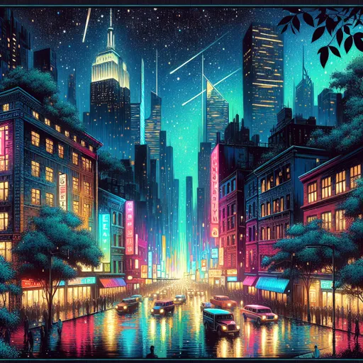Illustration of Morristown at night