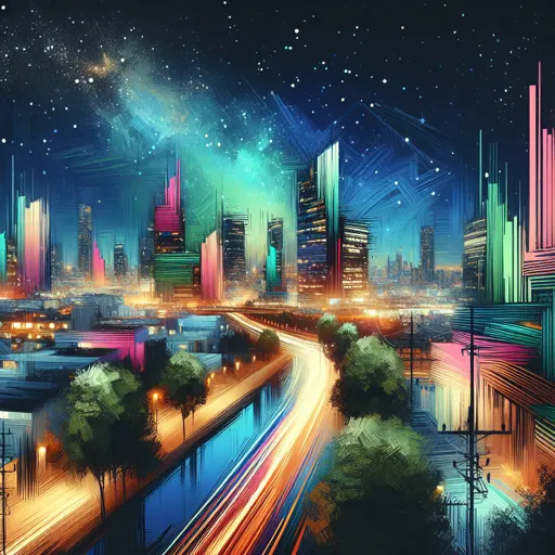 Illustration of Morro Bay at night