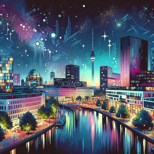 Illustration of Munich at night
