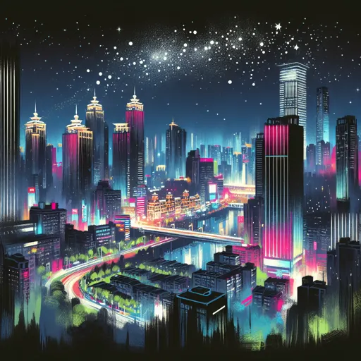 Illustration of Nanchang at night