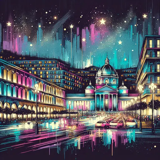 Illustration of Naples at night
