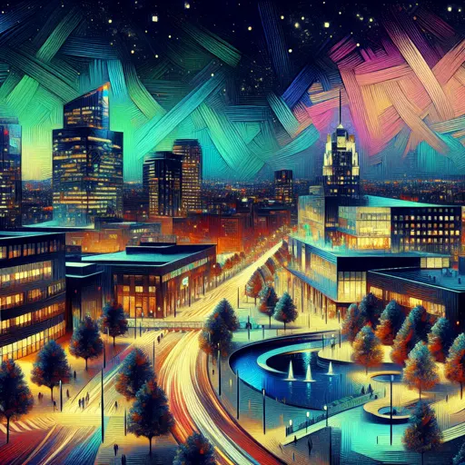 Illustration of Nashua at night