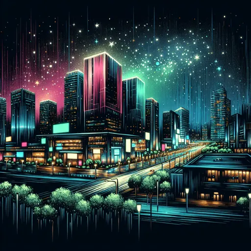 Illustration of Nashville at night