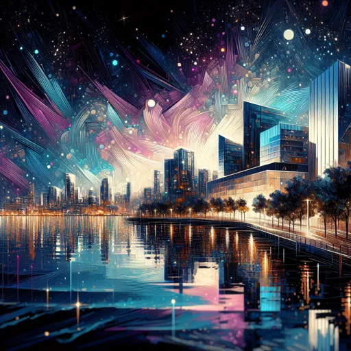 Illustration of Neuchatel at night