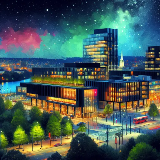 Illustration of New Haven at night
