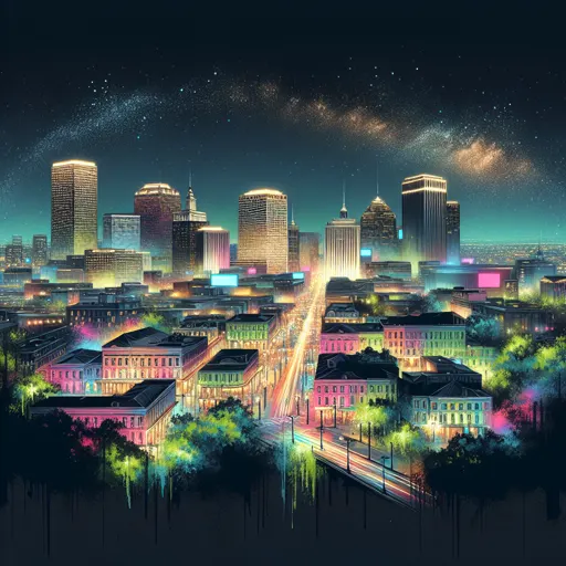Illustration of New Orleans at night