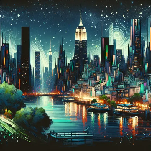 Illustration of New York at night