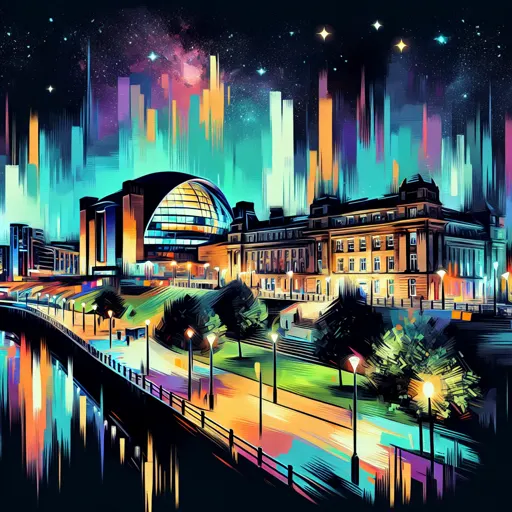 Illustration of Newcastle upon Tyne at night