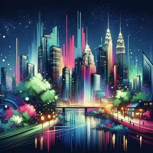 Illustration of Newport News at night