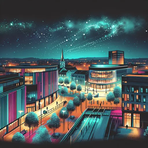 Illustration of Northampton at night