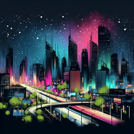 Illustration of Novi Sad at night