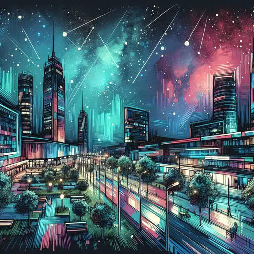 Illustration of Novosibirsk at night