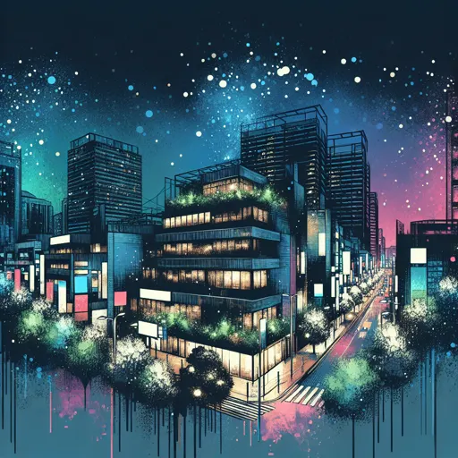Illustration of Nur-Sultan at night