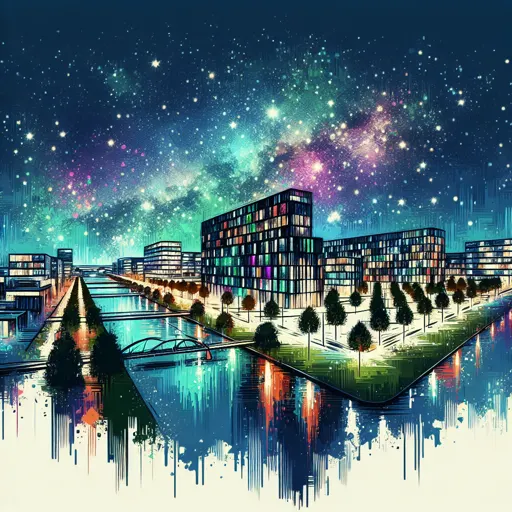 Illustration of Odense at night