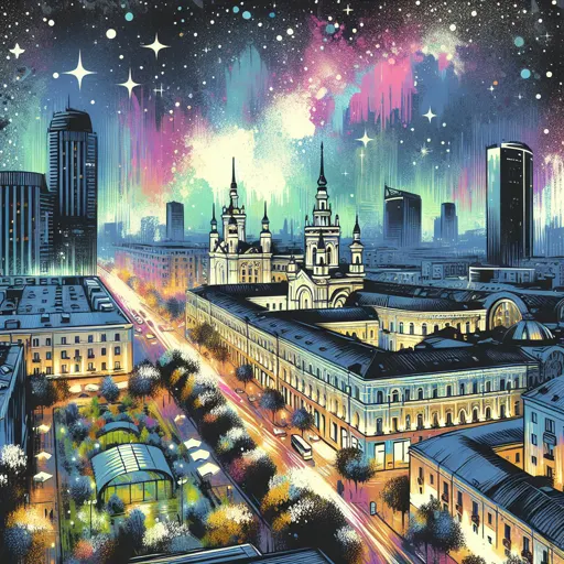 Illustration of Odessa at night