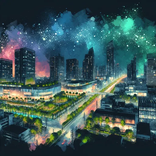 Illustration of Oklahoma City at night
