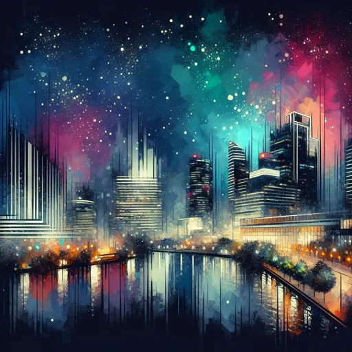 Illustration of Osaka at night